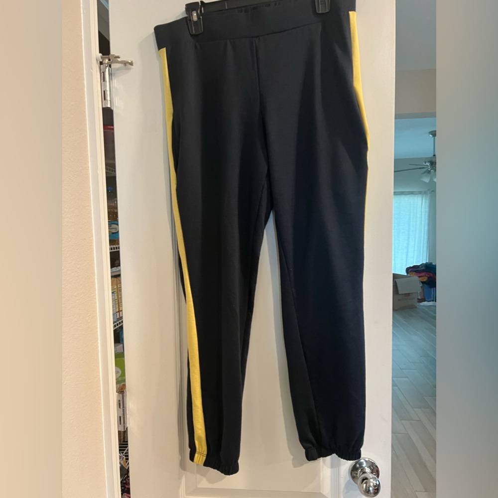 Navy blue with yellow stripe side of legs size 10 joggers by Ashley Stewart